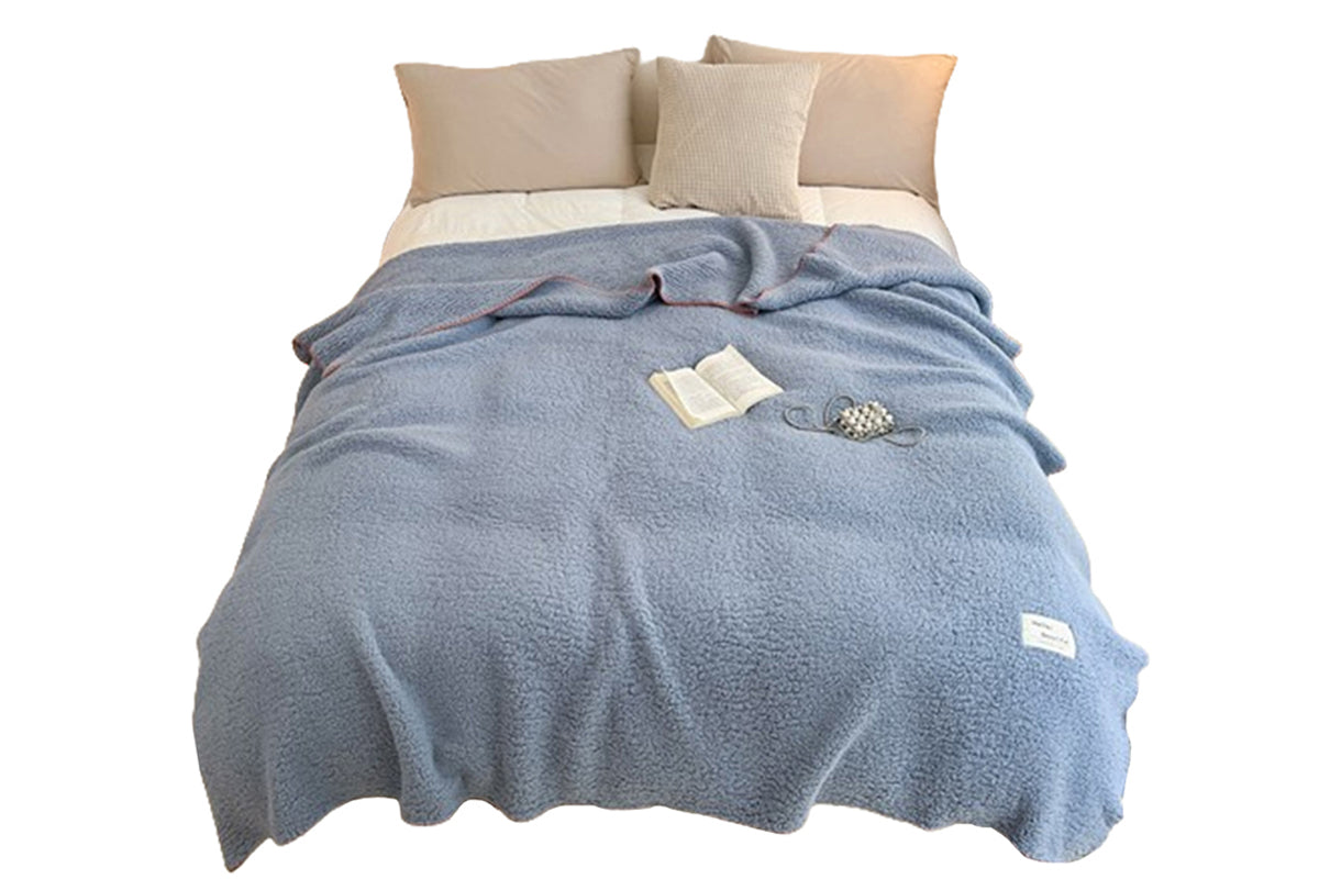 Sherpa Throw Blanket Winter Fuzzy Throws Fluffy Soft Cozy Fleece Plush Blanket-Blue