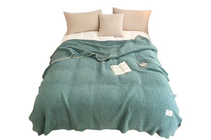 Sherpa Throw Blanket Winter Fuzzy Throws Fluffy Soft Cozy Fleece Plush Blanket-Green