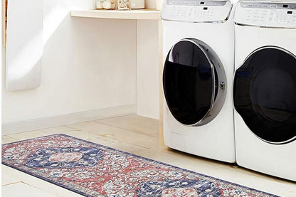 2Pcs Boho Anti-Fatigue Kitchen Mats Non-Slip Cushioned for Kitchen Sink Laundry -Red