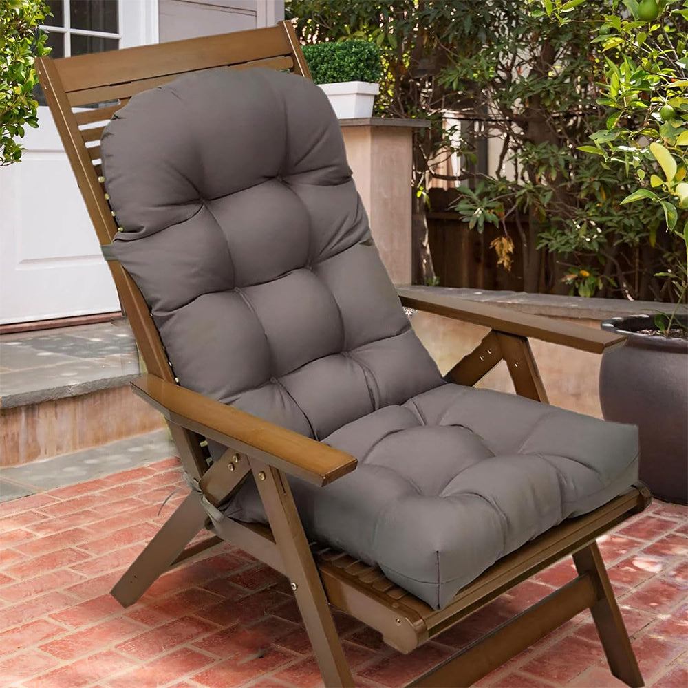 Patio Adirondack Chair Cushion High Back Rocking Chair Seat Pad with Ties Dark Grey