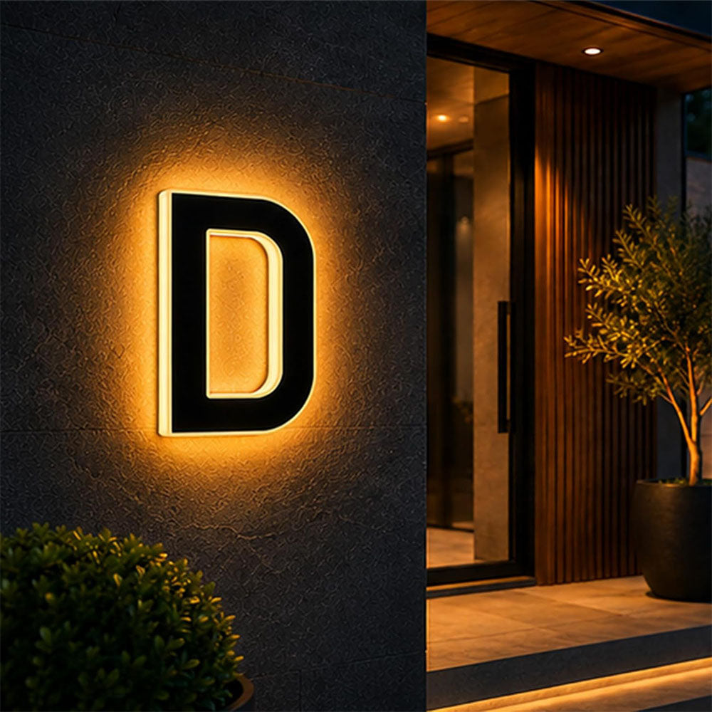 Solar Illuminated Address Sign with Light -D