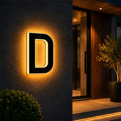 Solar Illuminated Address Sign with Light -D