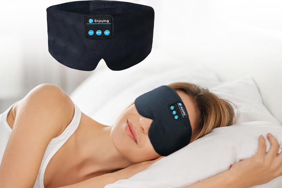 Bluetooth Sleep Mask with Headphones Music Eye Mask for Sleeping Travel Meditation -Black