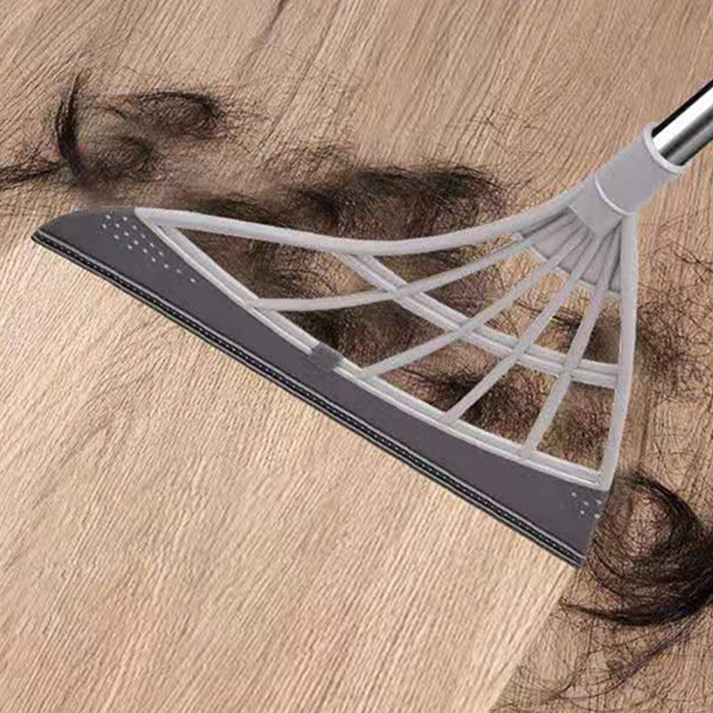 180-Degree Rotating Broom and Foldable Standing Dustpan Set with Scraper for Home Office White