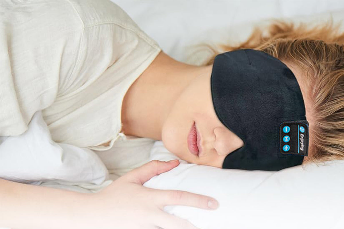 Bluetooth Sleep Mask with Headphones Music Eye Mask for Sleeping Travel Meditation -Black