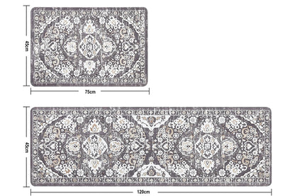 2Pcs Boho Anti-Fatigue Kitchen Mats Non-Slip Cushioned for Kitchen Sink Laundry -Black