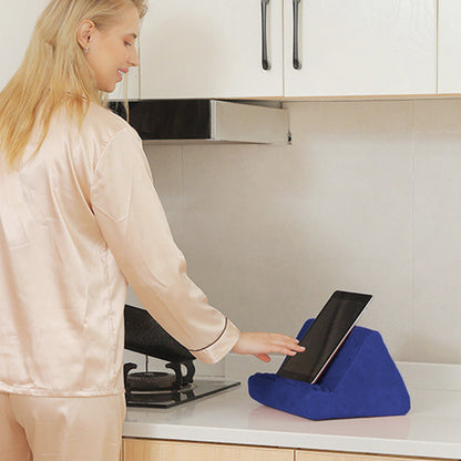 Multi-Angle Tablet Holder Compatible with iPads Lazy Holder Stand for Bed and Desk with 2 Pockets Blue