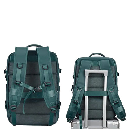 Expandable Travel Backpack Large Water-Resistant Carry on Backpack with Shoe Compartment Green