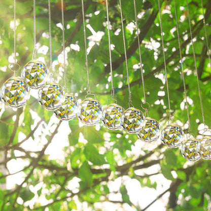 10Pcs Set Glass Ball Prism Pendants Chandelier Hanging Sun Catchers Home Room Decor