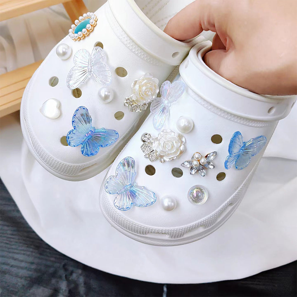 Butterfly Flower Pearl Shoe Charms Set DIY Shoe Accessories