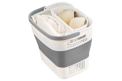 35L Collapsible Laundry Basket Clothes Hamper Washing Cleaning Organizer Bin-Grey