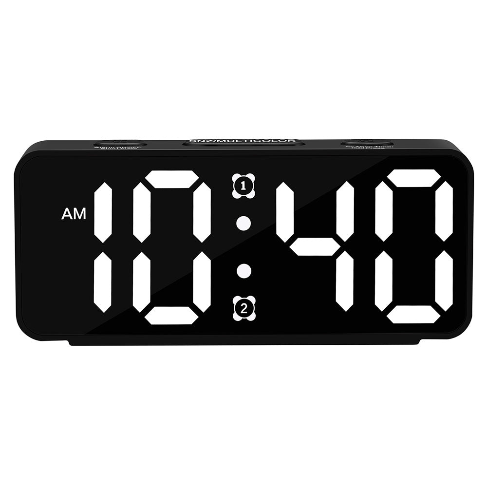 Small Digital Alarm Clock with 6 Dimmers and 5 Alarm Volumes for Bedrooms-Black