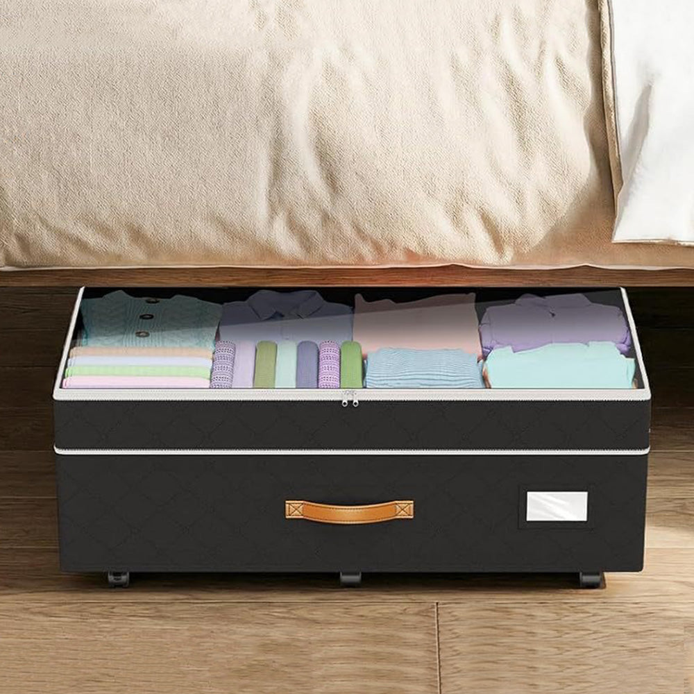 Large Capacity Under Bed Storage with Wheels Lid Handle