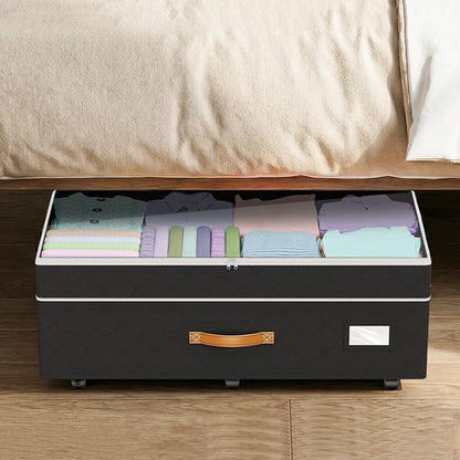 Large Capacity Under Bed Storage with Wheels Lid Handle