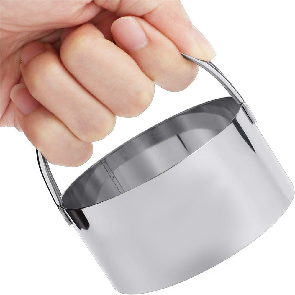 5 Pieces Stainless Steel Round Cookie Cutters with Handle Cake Baking Dough Tools