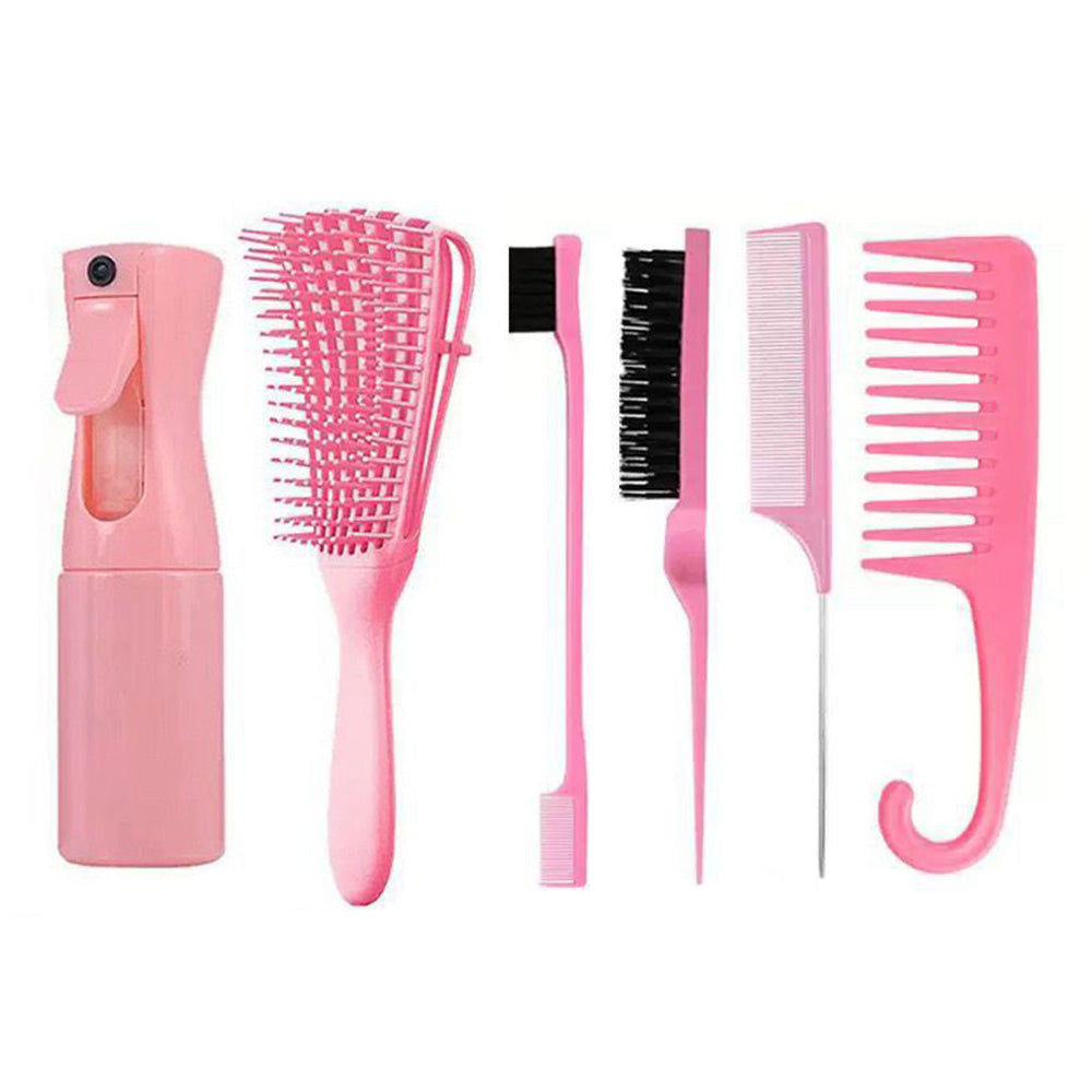 28Pcs Hair Styling Combs Set for Curling Combing Straightening-Pink