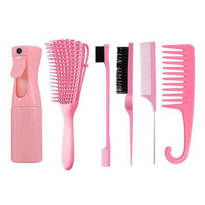 28Pcs Hair Styling Combs Set for Curling Combing Straightening-Pink