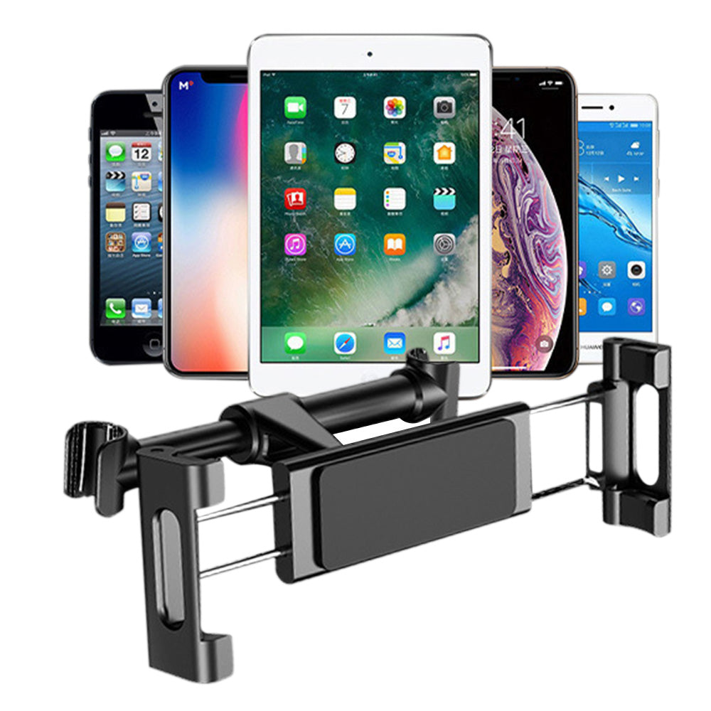 Universal Car Headrest Tablet Holder Rotating Mount for Phones Tablets  Black