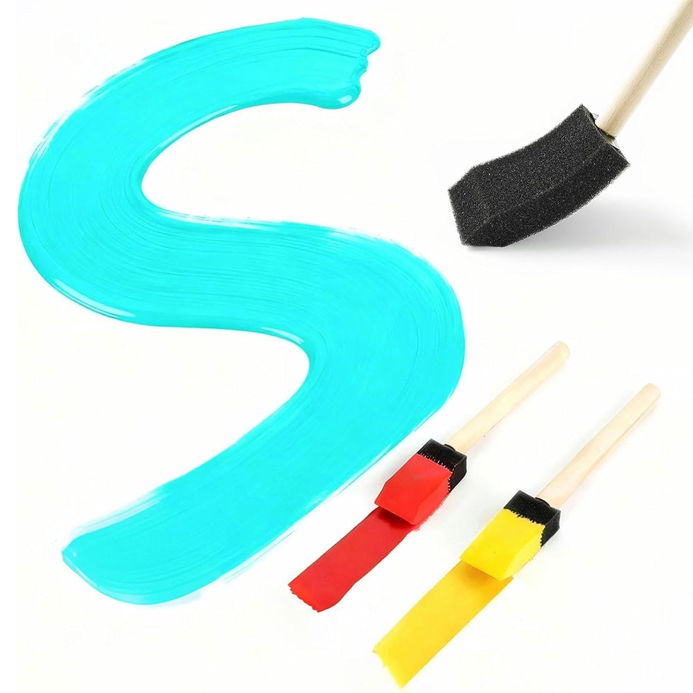 12 Pcs Foam Paint Brushes with Engineered Wood Handles for Furniture Crafts