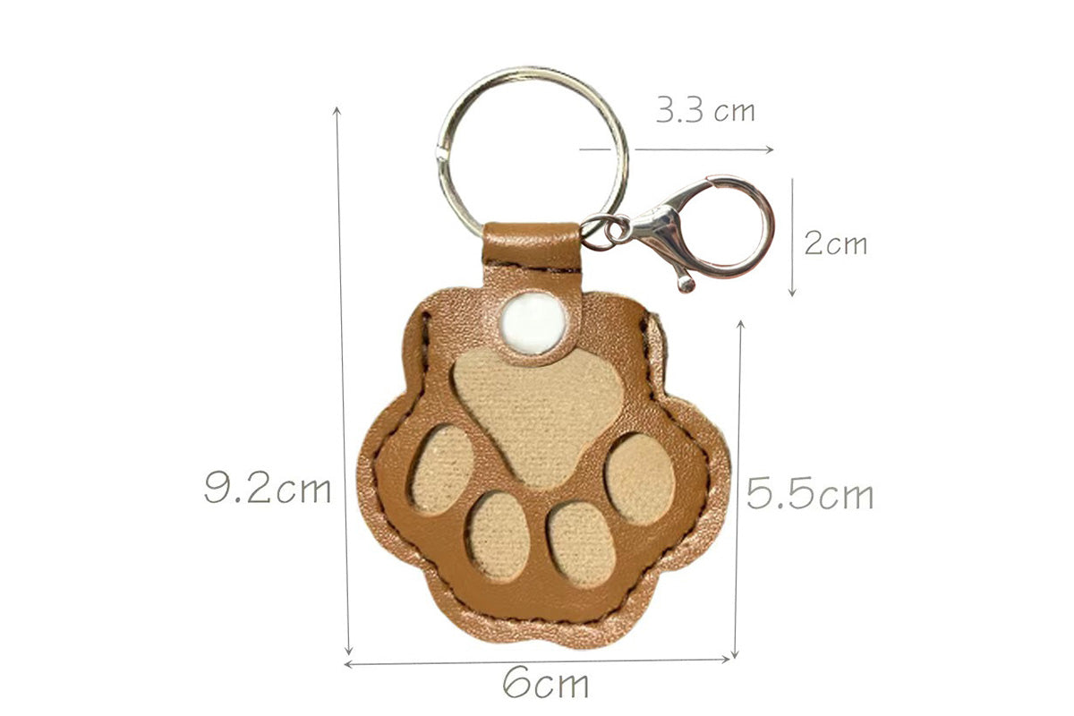 2PCS Pet Paw Shaped Key Chain Pet Fur Key Chain Pet Memorial Gift Key Ring-Camel