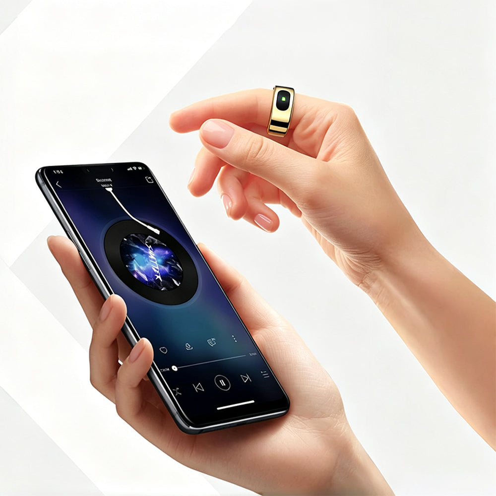 Smart Ring Health Tracker Ring with Touch Control - Gold