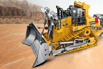 9 Channel 2.4GHz RC Bulldozer Toy Track Type Tractor Toys With Lights And Sound Construction Play Toys