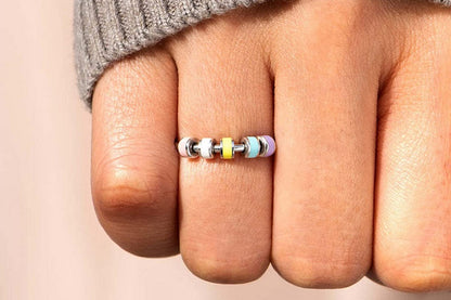 2pcs Fidget Ring for Women To Daughter Anxiety Meditation Ring Adjustable Swivel Ring-Style 2