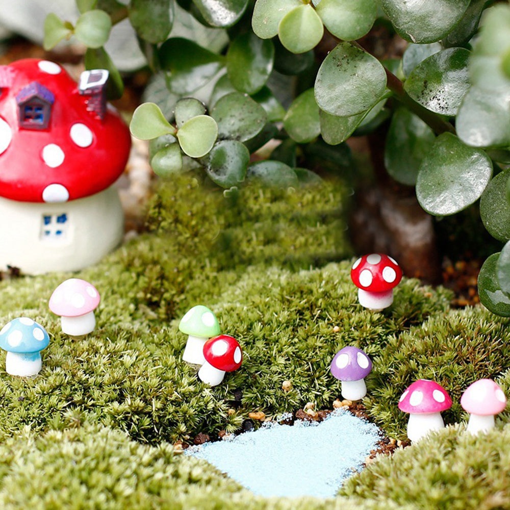40Pcs DIY Dollhouse Miniatures Mushroom Statue Figurines Fairy Garden Bonsai Landscape Decoration Mixed Colors