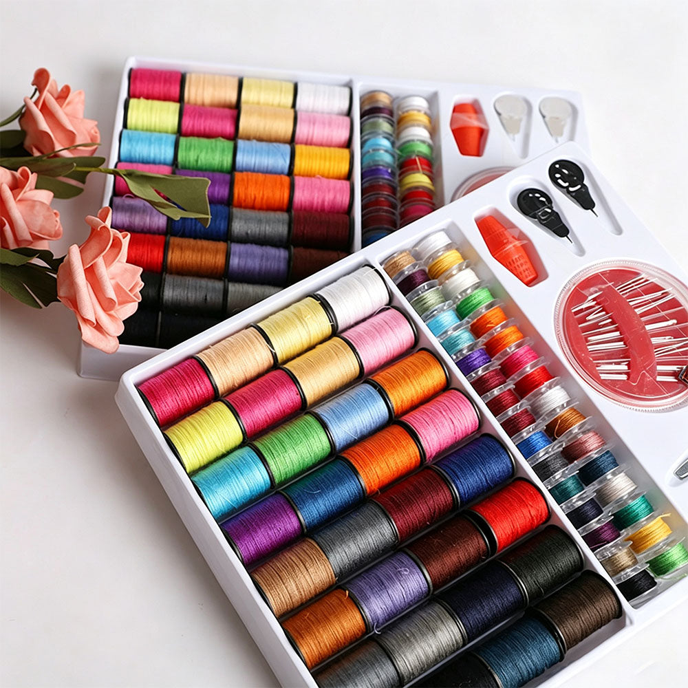 64 Color Sewing Thread Kit with Needles Tape Measure and Sewing Tools