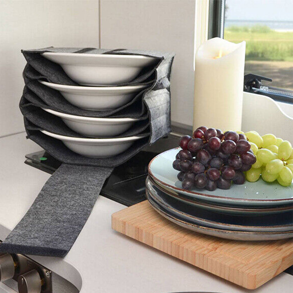 Felt Plate Holder Storage Bag Tableware Organizer for Camping Picnic
