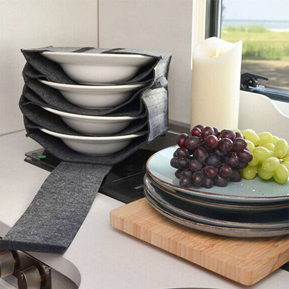 Felt Plate Holder Storage Bag Tableware Organizer for Camping Picnic