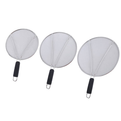 3PCS Stainless Steel Grease Splatter Guard for Frying Pan Ultra Fine Mesh Lids Splatter Screen for Cooking