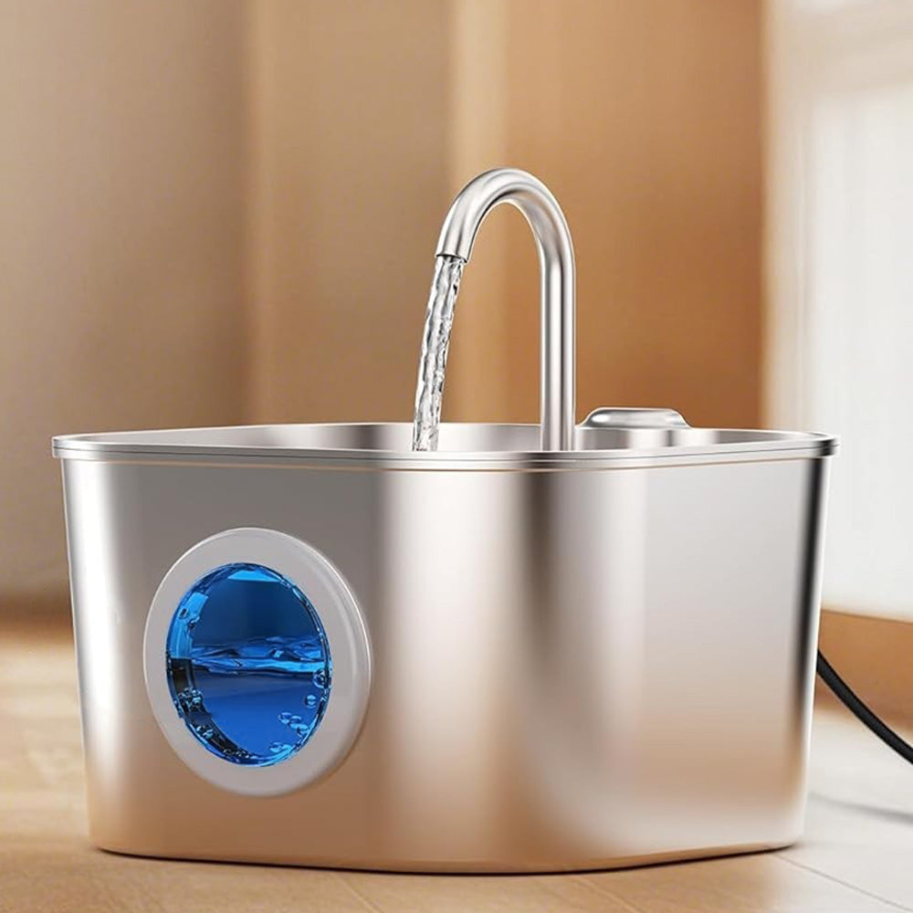 USB 2.2L Stainless Steel Pet Water Fountain for Cats and Small Dogs Style 1