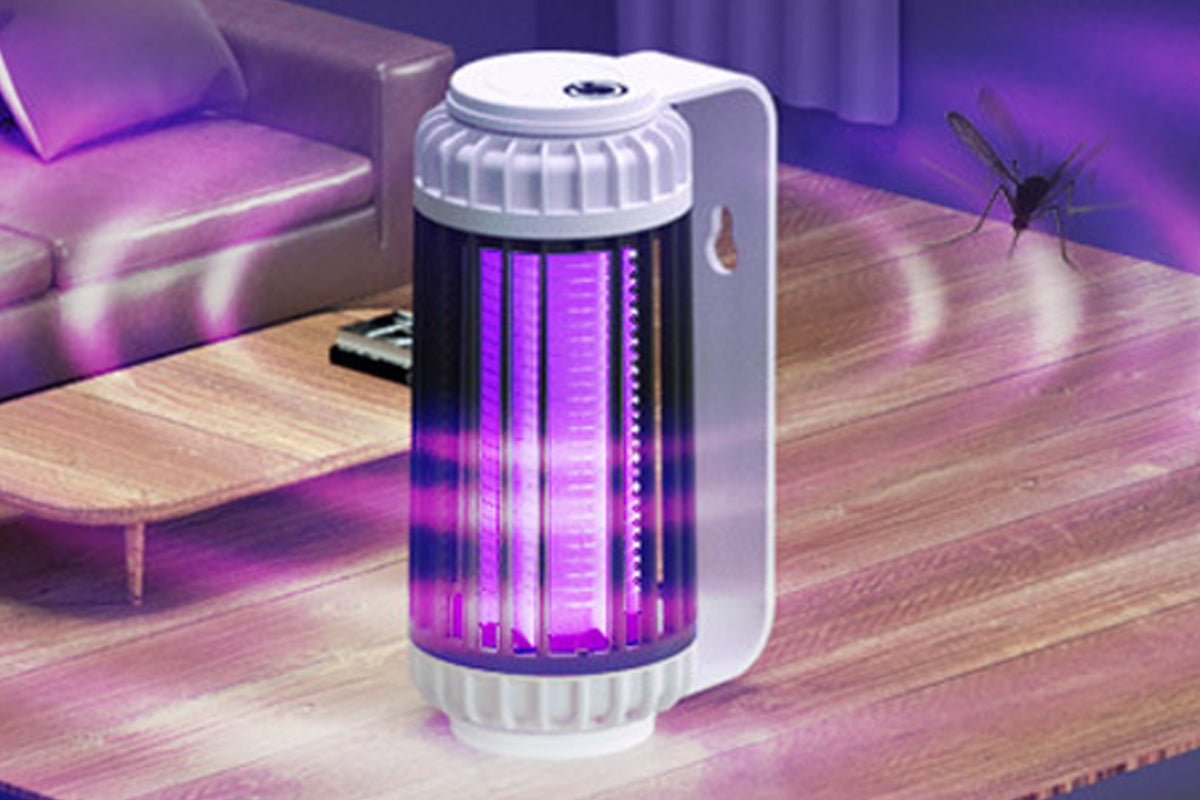 Electric Mosquito Killer Lamp Portable  USB Rechargeable Mosquito Zapper Fly Trap LED Night Light-Grey
