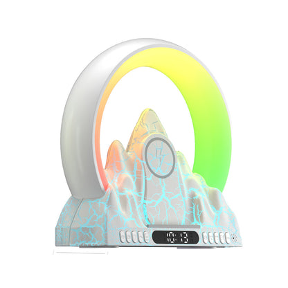 Digital Sunrise Alarm Clock Wireless Charger Smart Wake-up Light Bluetooth Speaker Atmosphere Lamp White