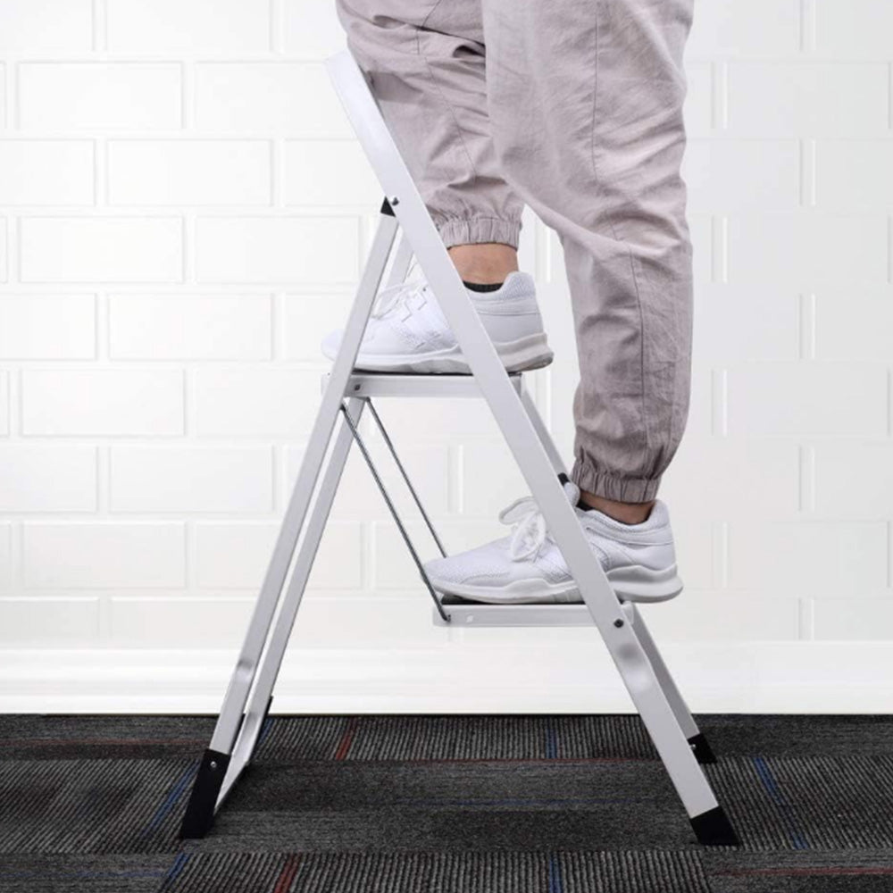 2-Step Ladder Folding Step Stool with Wide Anti-Slip Pedal and Convenient Handgrip