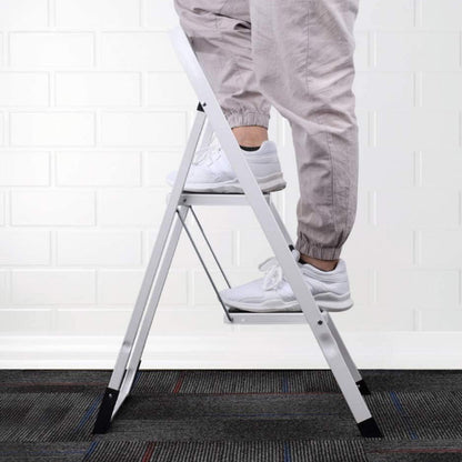 2-Step Ladder Folding Step Stool with Wide Anti-Slip Pedal and Convenient Handgrip