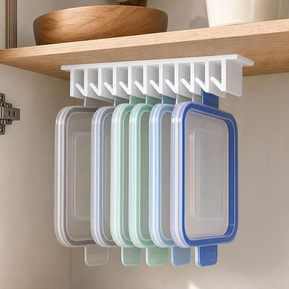 2 Pack 5 Grids Under Shelf Lid Organizer Slide In for Cabinet Storage - White