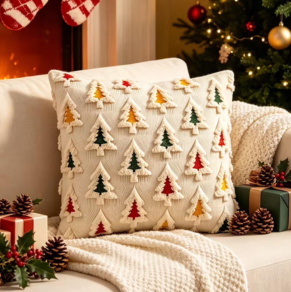 2 Pack 45x45cm Polyester Christmas Decorative Throw Pillow Covers - Mixed Color