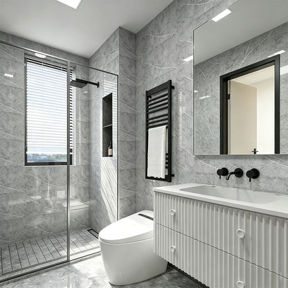 10Pcs Self Adhesive PVC Wall Tiles- Grey