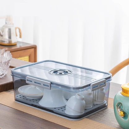 Transparent Bread Box with Timer Drainboard Lid