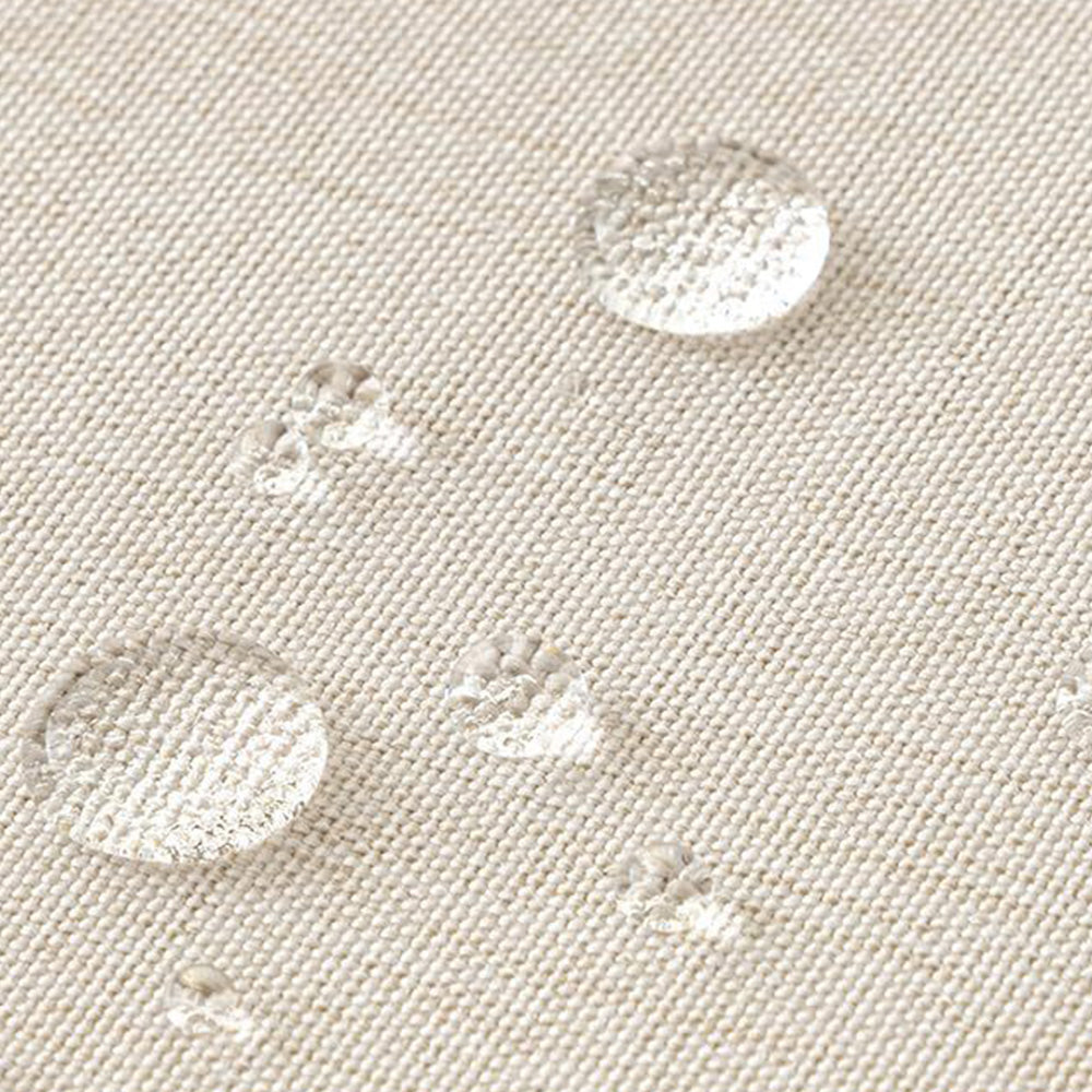 Waterproof Shower Curtain Thick Boho Wavy Edge With Rustproof Hooks-Beige