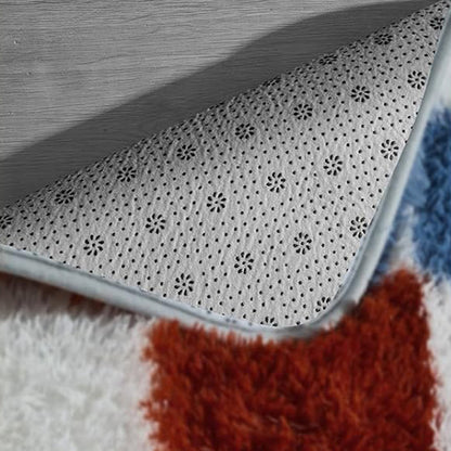 Checkered Plush Shaggy Rug Thickened Non Slip Carpet for Living Room Bedroom-Mixed
