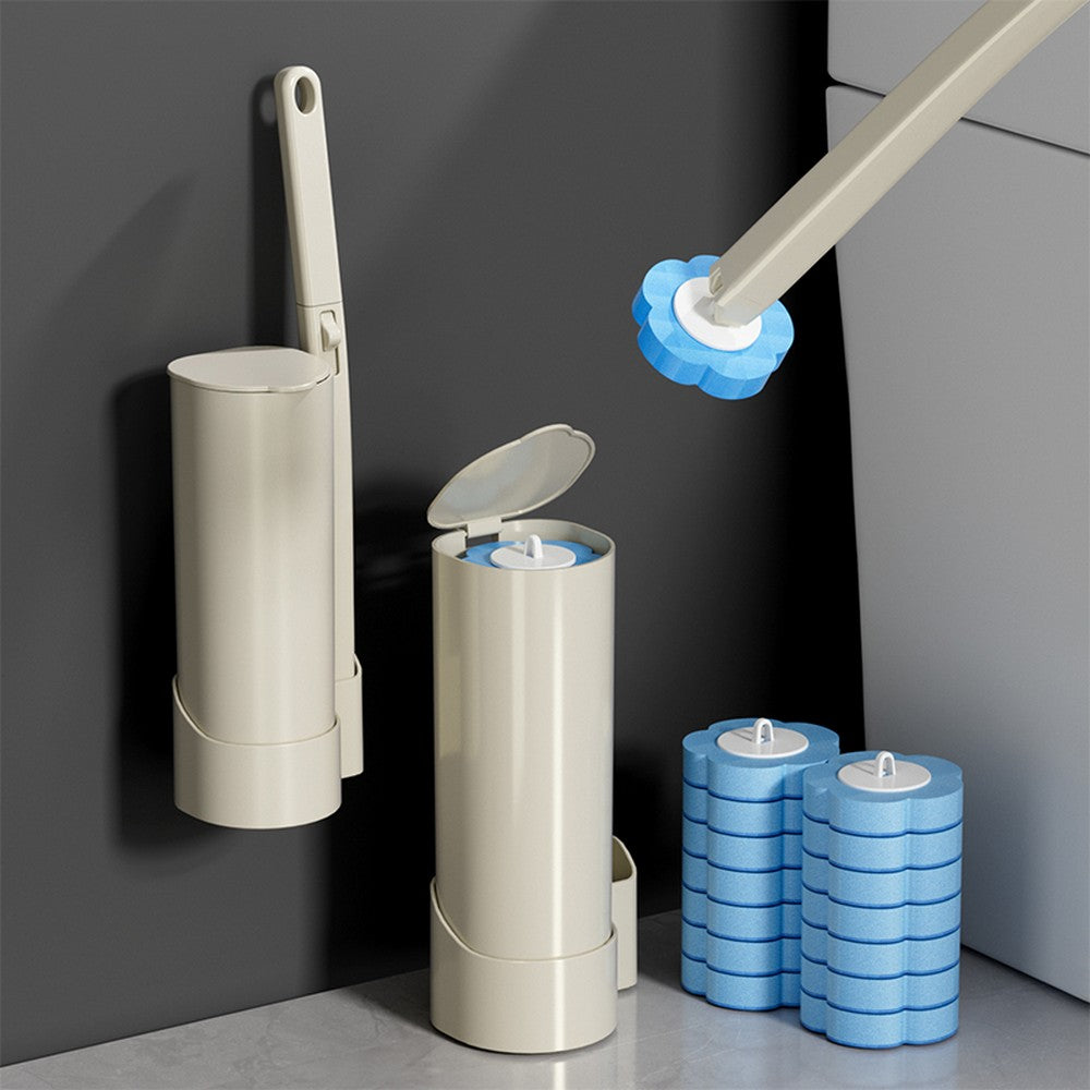 Toilet Bowl Brush and Holder Set Toilet Cleaning System with 24 Refill Heads