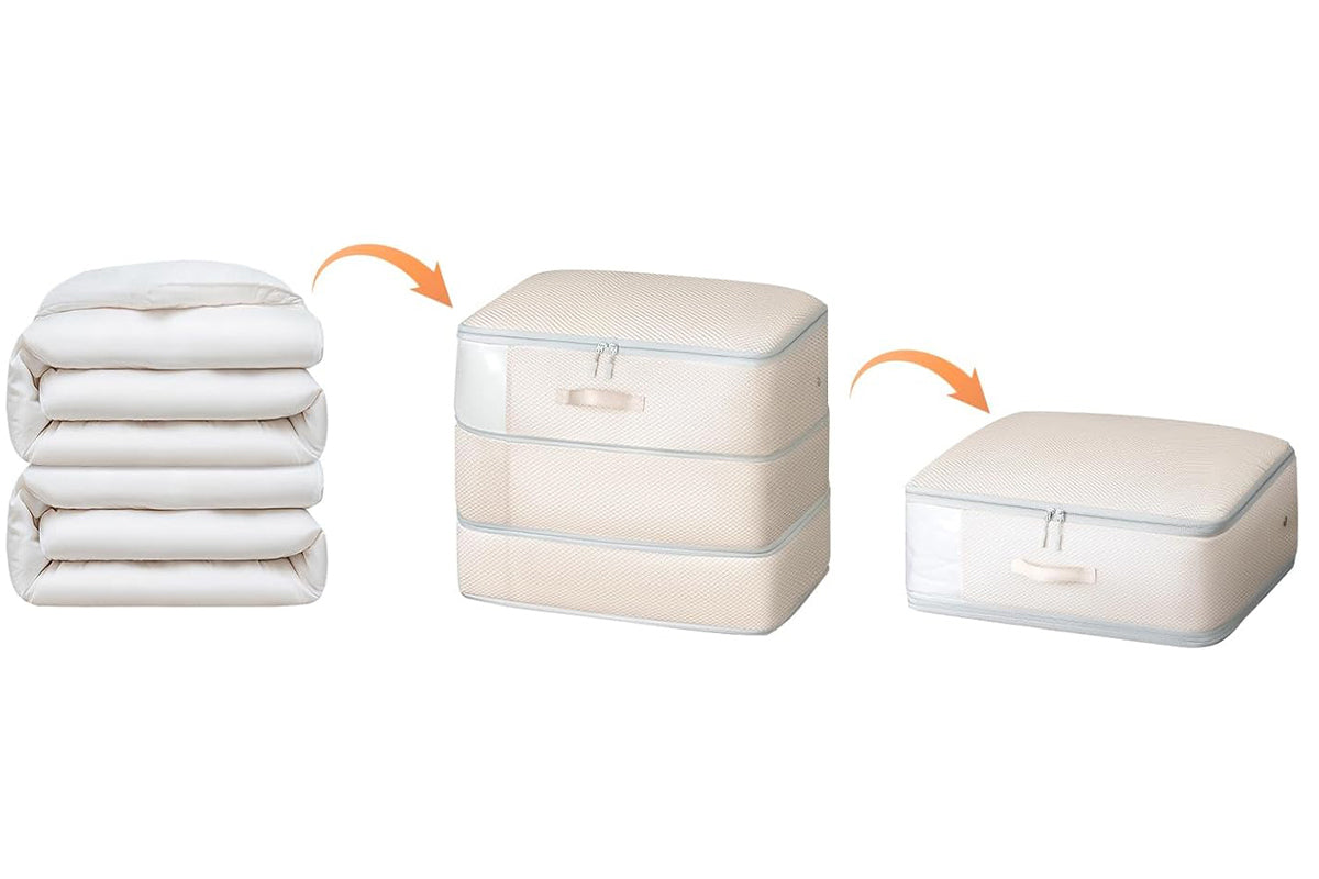 2Pcs Comforter Storage Bag 3-Layer Blanket Storage Bags Compression Organizer