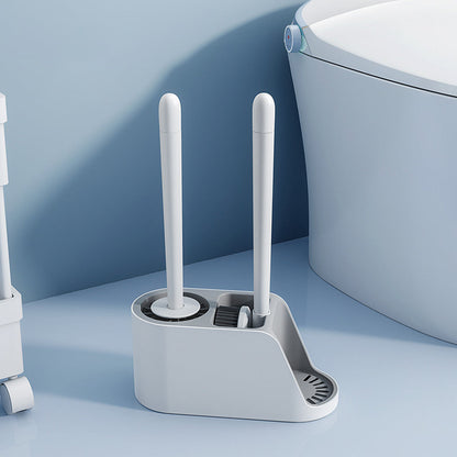 Soft Toilet Brush and Holder Set Bathroom Cleaning Brushes Set Grey