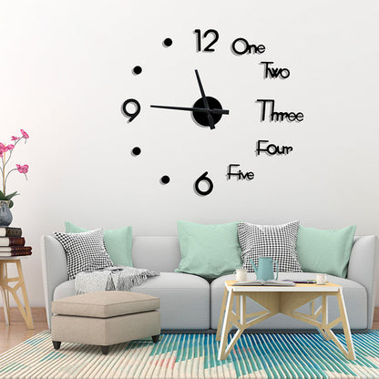 3D Wall Clock Acrylic Modern Mirror Surface DIY Clock Home Office Decor Black
