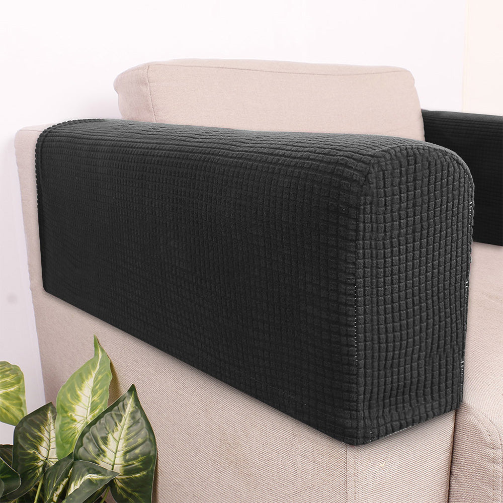 2PCS Universal Chair Arm Protector Covers Armchair Slipcovers Furniture Protector-Black