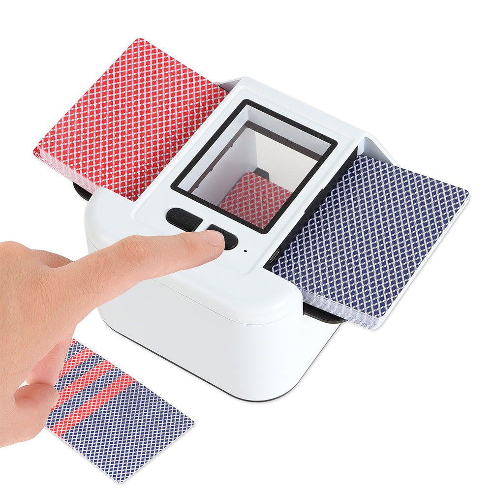 Automatic Card Shuffler with Sensor Stop - White