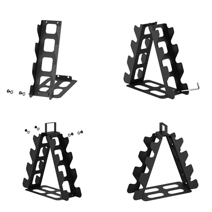 Black Metal Multi-Slot Dumbbell Rack 4 Tier A-Frame Weight Rack